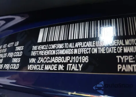 2018 Jeep Renegade Altitude Fwd from USA, damaged, VIN ZACCJABB0JPJ10196